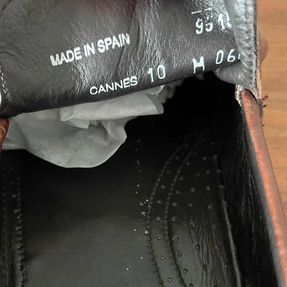 Mezlan Platinum Ostrich Leather Slip On‎ Loafers Brown Men's Size 10